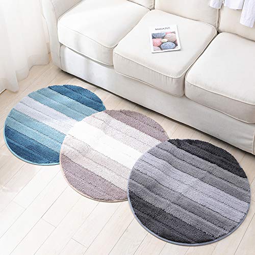 Tapis de bain rond et tapis de douche doux géométrique antistatique