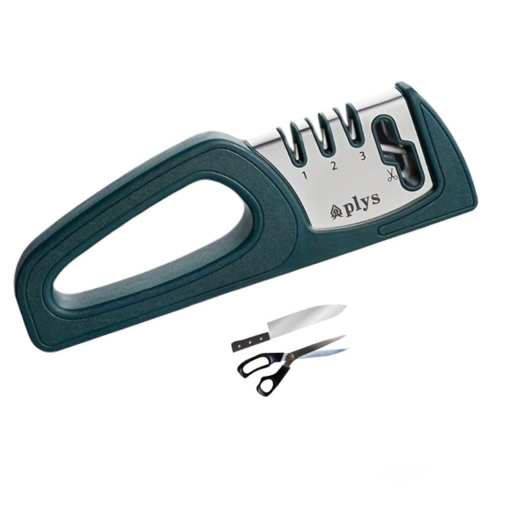 DeeMaz4 in 1 knife Sharpener with 4 Stages, Hand-held Sharpener for Polishing and Sharpening Scissors and Knives, Easy Manual Sharpener for Home-Chef