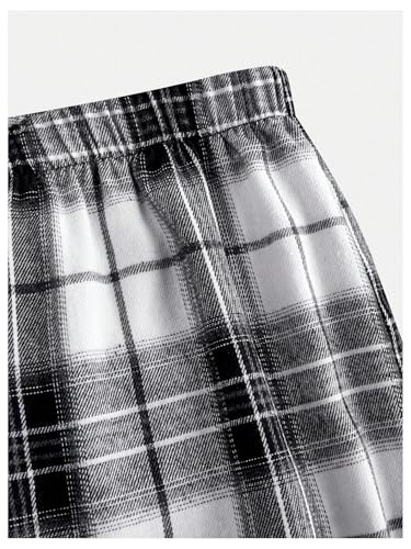 Floerns Girl's Plaid Print Straight Wide Leg Track Pants Elastic Waist Y2k Trousers3