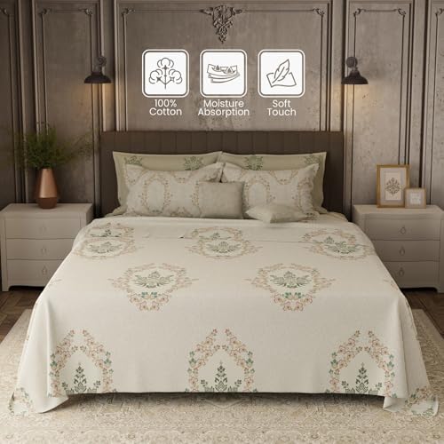Image of BOUTIQUE LIVING Platinum Pulse Monticello 100% Cotton 800 TC Grey Ethnic Print King Bedding Set
