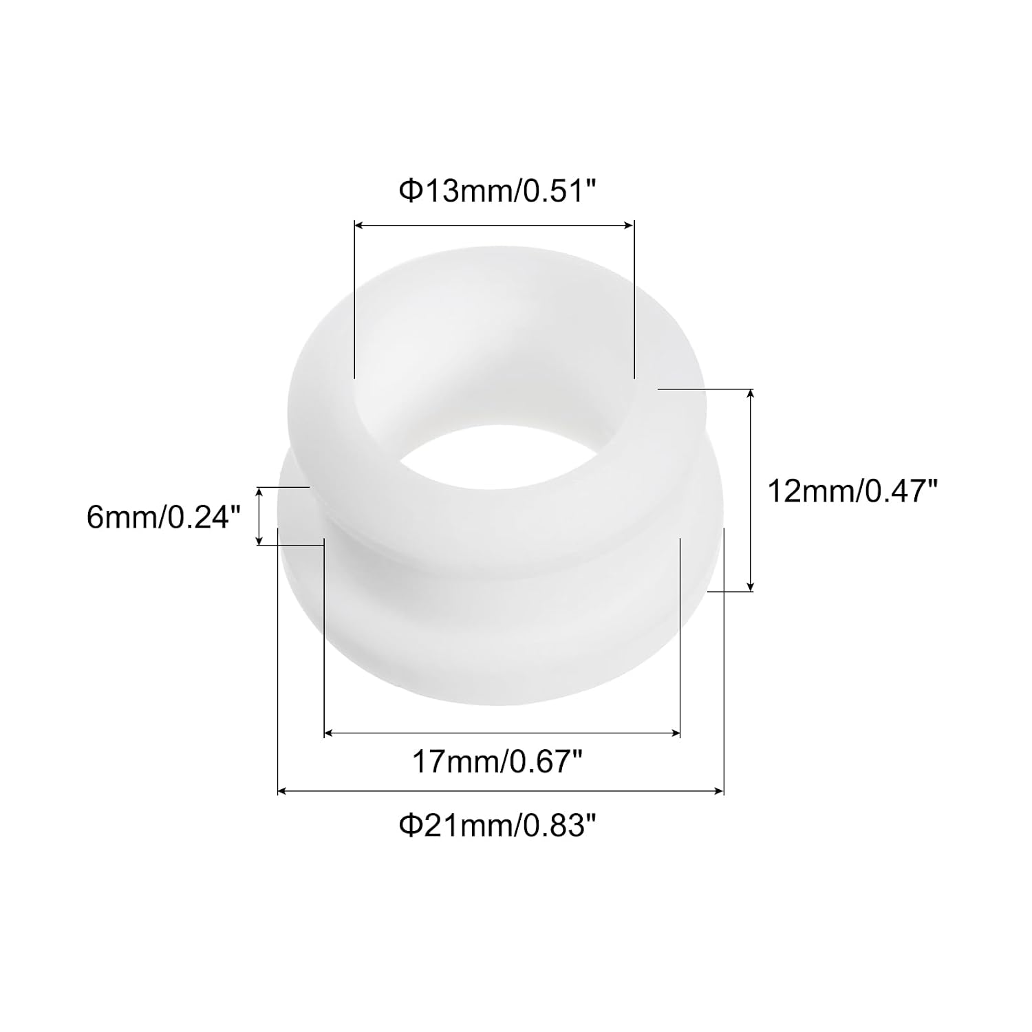 MECCANIXITY 4Pcs Snap Rubber Grommet Hole Plug Mount Dia 17mm ID 13mm H 12mm Seal Anti-Scratch for Electrical Box Cable Pipe White