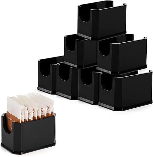 Miniatura 3 de Dicunoy Juego de 8 soportes para paquetes de azúcar, organizador de plástico negro para restaurante, bolsa de azúcar, paquetes de edulcorantes, caja