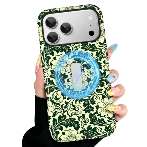 Coque iPhone 17 Pro avec dragonne et béquille MagSafe fleurie