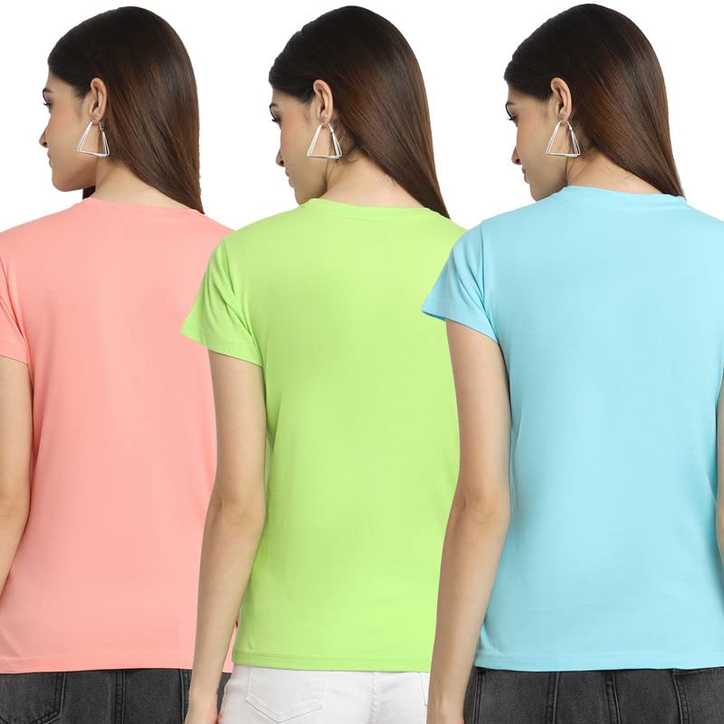 Image of Preneum Women's Cotton Regular Fit Graphic Stylish Printed Short Sleeves Casual T-Shirt || Trend Styles & Style (Pack 3)
