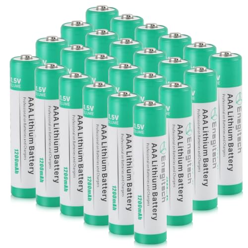 Enegitech AAA Lithium Batteries, 1.5V 1200mAh Non-Rechargeable Triple A Lithium Battery for Water Leak Detector, TV Remote Control, Bow Sight, Smart Pool Thermometer (AAA 24 Pack)