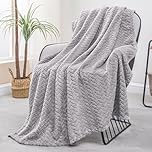 Exclusivo Mezcla Fleece Throw Blanket for Sofa and Bed, 127x178 CM Soft Cozy Jacquard Flannel Blankets, Lightweight Fuzzy Plush Warm Throws for All Seasons, Light Grey