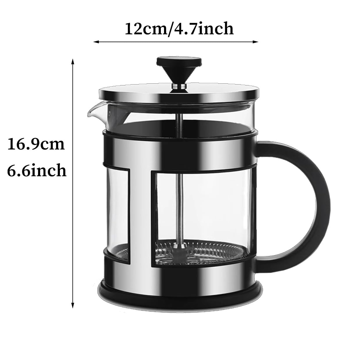 Ekspres Do Kawy Typu French Press, Izolowana Karafka Ze Szkła Borokrzemianowego Z 3-poziomowymi Demontowalnymi Filtrami, Łatwy W Czyszczeniu Filtr/Tłok Ze Stali Nierdzewnej(1000ml)