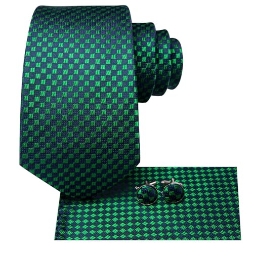 Image of Dubulle Silk Ties Set for Men Formal Paisley Striped Necktie Pocket Square Cufflinks 3PCS Sets Wedding Business Party