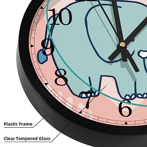 Horloge murale silencieuse à quartz motif éléphant mignon pour chambre enfant