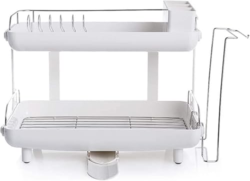 NERDOH Escurridor de platos, estante de cocina, estante de cocina, estante de drenaje de platos, estante de doble capa, estante de almacenamiento de