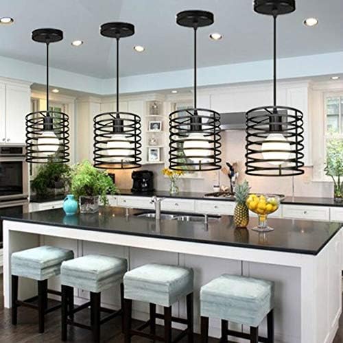 Black Finish Chandeliers 1 Light Indoor Modern Pendant Lighting Rustic Farmhouse Ceiling Light Fixtures Hanging for Kitchen Island Dining Room