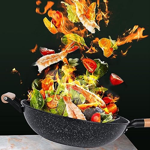 Wok antiadherente con recubrimiento de granito 13.4 in miniatura 2