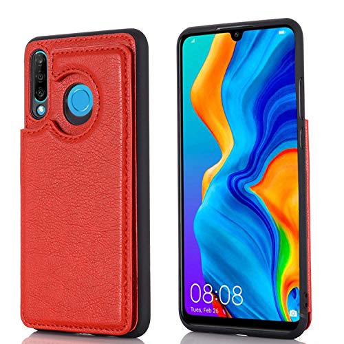 �yViesa�z�w�ʃJ�[�h �蒠�^�P�[�X �݊��� P30 lite Premium MAR-LX2J / HWV33 / HWU36 / nova 4e �Ή� HUAWEI �X�}�z �o�b�N�J�o�[ �P�[�X �蒠�^ (���b�h) ���z�^ �w�ʃJ�o�[ ���X�^���h�@�\