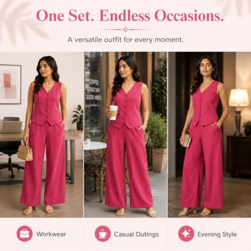 Image of Women Cotton Blend Western Co-Ord Set | Stylish Top & Pant Set for Women | Dress For Womens | Casual High Waist Solid Pant Outfit