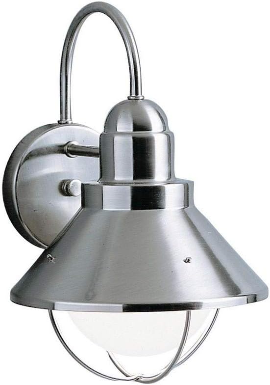 Kichler 9022NI Seaside Outdoor Wall 1-Light, Brushed Nickel, Silver, 24.25-Inch