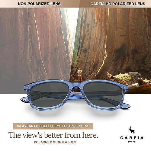 Image of CARFIA Acetate Polarized Sunglasses for Men UV400 Protection Classic Retro Square Shades Driving Glasses