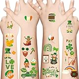 XZENTIRA 182 PCS St Patricks Day Temporary Tattoos, St. Patricks Day Accessories for Irish Green Day Party Supplies, Shamrock Tattoos for Kids, Waterproof Saint Patricks Day Spring Face Tattoos