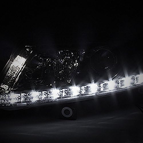 AKKON - For Audi A6 C6 Sport Sedan Black Bezel DRL Daytime LED Strip Projector Headlights Lamps Left + Right