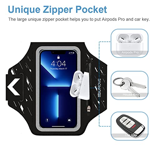 Iphone 14 Pro Max, 13 Pro Max Armband, Bumove Gym Runing Sports Arm Band For Xs Max, 11/12/13/14 Pro Max, 14 Plus Up To 6.9 Inch With Airpods Card Holder (Black) #TOP1