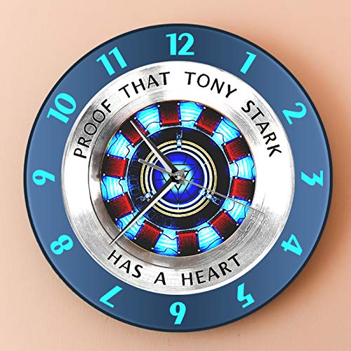 Wall Clock Proof That Tony Stark Has A Heart Arc Reactor Wall Clock Superhero Modern Hanging Wall Watch Movie Timepiece Home Decor Wall Art Quartz Silent Non Ticking Gift Ideas Wall Clock #TOP5