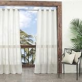 Waverly Sun n' Shade Indoor/Outdoor Curtains for Patio - Resort Sheer 52' x 95' Single Panel Grommet Top Light Flitering Water Resistant Curtain Shade for Backyard, Ivory
