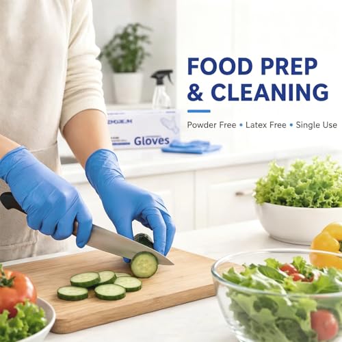 ZMDREAM Nitrile Gloves 4 Mil Thick 200 Counts Latex-Free, Powder-Free, Textured Grip Size M Blue for Exam, Food Service — view 5