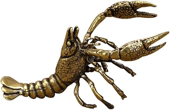 Kisangel Brass Lobster Figurine Feng Shui Statue Wealth Good Luck Sculpture Archaize Artware Chinese Tea Pet Nautical Beach Decor for Home