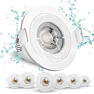 OREiN LED Recessed Ceiling Downlights Spotlights IP65 Waterproof 3000K 4.5W 450lm Beam Angle 36° AC 230V Ø68 mm White…
