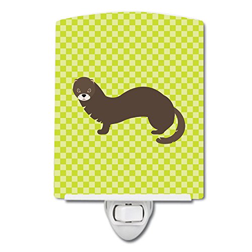 Caroline's Treasures BB7694CNL Russian or European Mink Green Ceramic Night Light Compact, UL-Certified, Ideal for Bedroom, Bathroom, Nursery, Hallway, Kitchen, 6x4x3, Multicolor