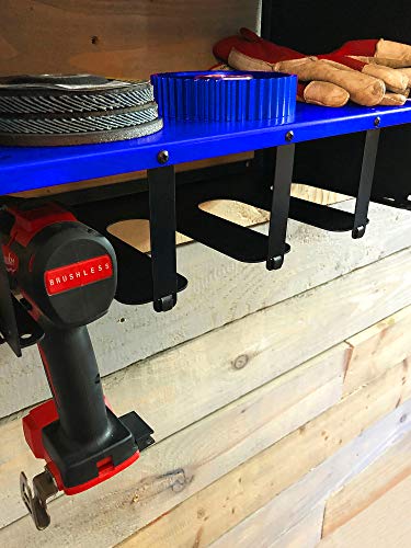 MegaMaxx Power Tools Storage Charging Station with 4 Tool Hanging Capacity and 4 Shelf - Wall Mount Toolbox Rack Cabinet for Home, Workshop, DIY Garage Hand Tools Organiser (Blue) - Image 2