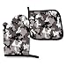 Produktbild Alvahw Schwarz Grau Weiß Camo Ofenhandschuhe und Topflappen Küchenset Hitzebeständige Grill-Back-Kochhandschuhe
