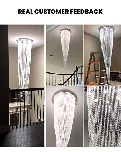 7Pm Foyer Chandeliers Crystal High Ceiling, Modern Crystal Chandelier Spiral Staircase Chandelier Entryway Large Raindrop Chandelier High Ceiling Pendant Light Fixtures Chandeliers For Staircase Foyer #TOP6