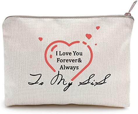 Sis Bag Love You Sister Bag, Sister Gifts from Sisters, Makeup Case, Toiletry Bag, Birthday Gift for Sister Cosmetic Bag for Girls, Travel Cosmetic Pouch, Gift for Friend (1 PC)
