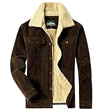 Yhfdflbs Men's Jacket Corduroy Sherpa Jacket Men Fur Collar Western Winter Jacket Corduroy Coat Dark Brown M