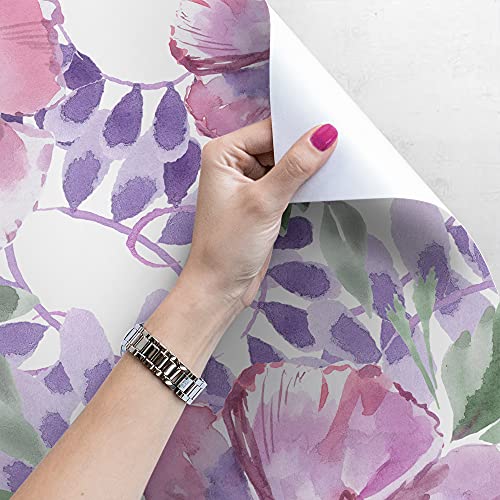Papier Peint Fleurs Violettes pour Masquer les Murs Abîmés - 4