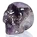 Mineralbiz 1.3" - 1.5" Natural Dog-teeth Chevron Amethyst Handmade Crystal Skull, Amethyst Cluster Human Skull Head, Pocket Skull, Healing Skull Carving, Gemstone Reiki
