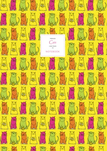 Cats Notebook - Lined Pages - A4 - Premium: (Yellow Edition) Fun notebook 192 lined pages (A4 / 8.27x11.69 inches / 21x29.7cm)