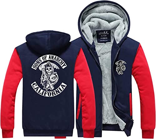 Jaquetas de lã masculinas com zíper completo para SONS OF ANARCHY pulôver com capuz quente moletom d
