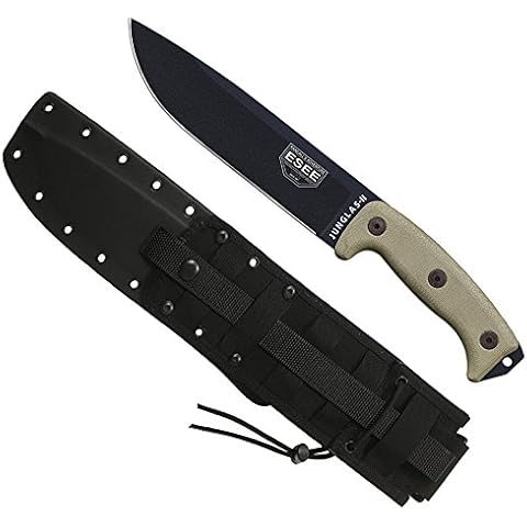 ESEE Authentic JUNGLAS Survival Knife, Kydex Sheath, MOLLE Backing (Black Blade, Junglas II) Cover