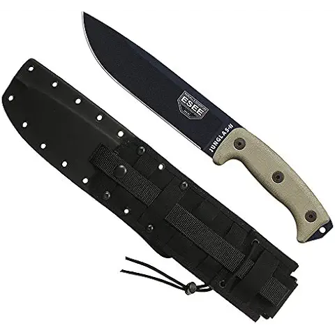ESEE Authentic JUNGLAS Survival Knife, Kydex Sheath, MOLLE Backing (Black Blade, Junglas II) Cover