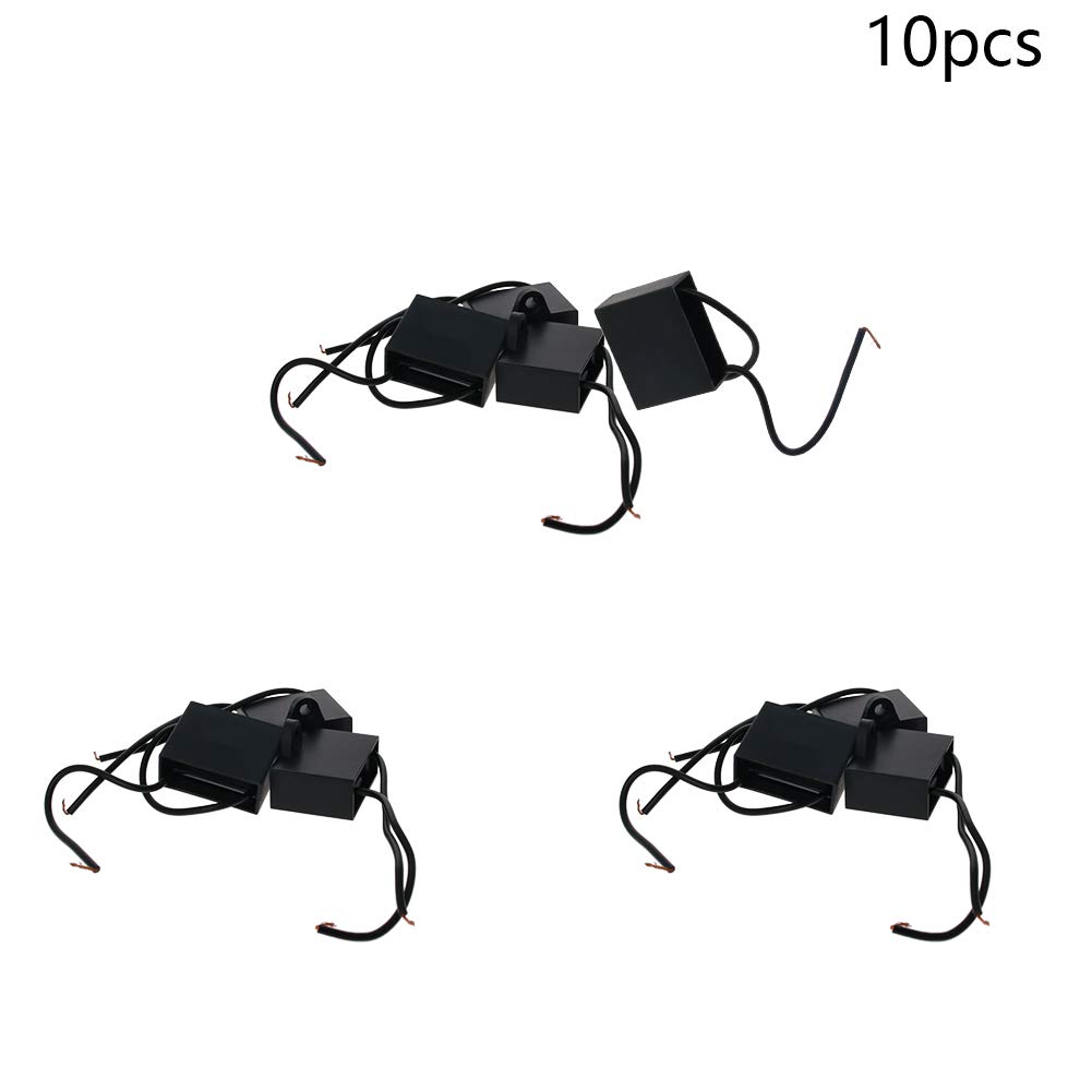 Heyiarbeit 10 Pcs CBB61 Capacitors 2uF 450V AC, 2-Wire 36.5 x 16 x 29.5mm Metallized Polypropylene Film Capacitors for Ceiling Fan Motor Start Run