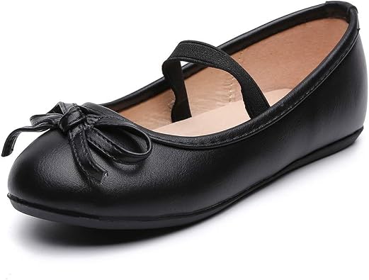 Girls Ballerina Flat Slip on Ballet Dress Shoes Black 10.5 M US Toddler