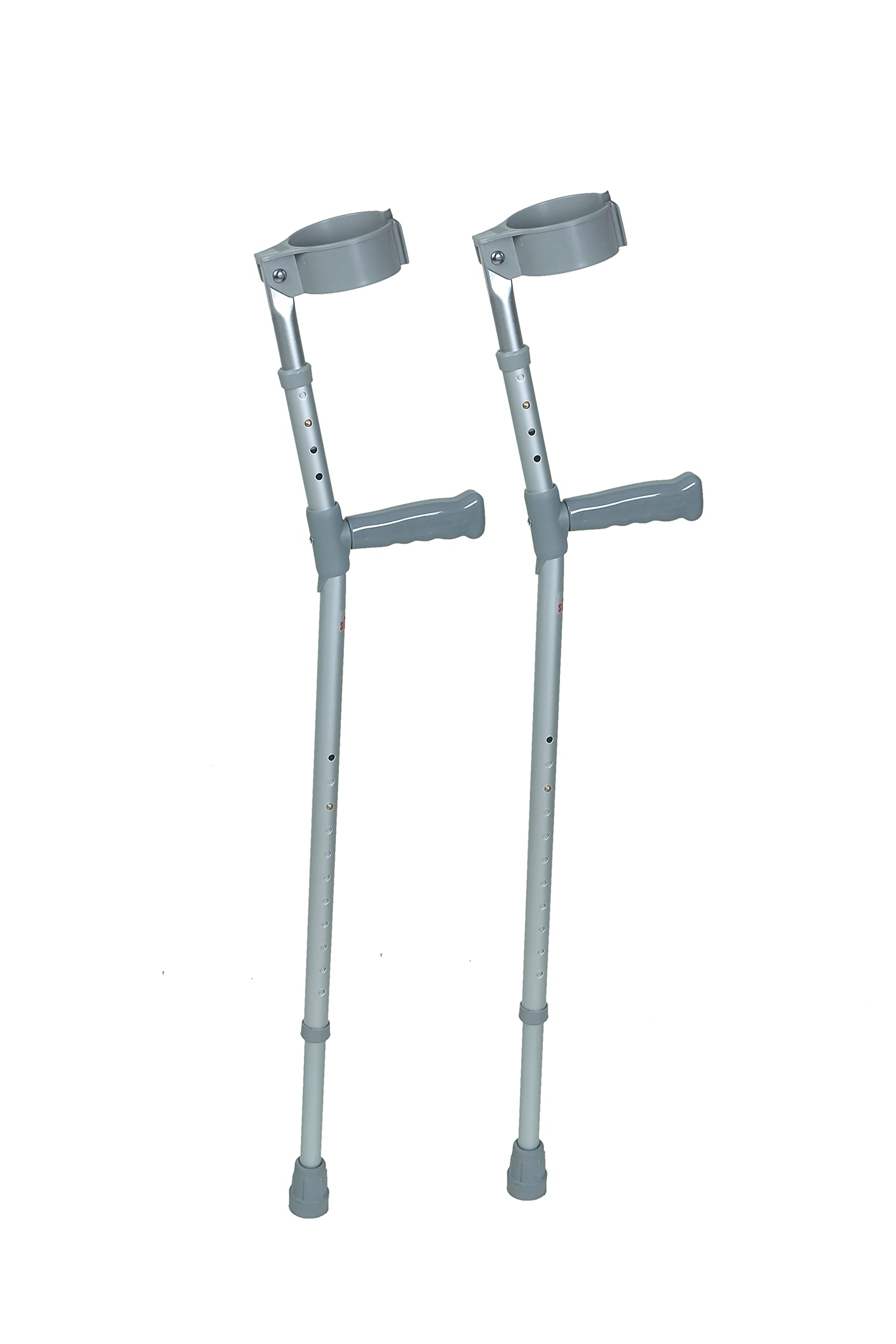 Sunbeam Enterprises Elbow Crutch (Pair) | Adjustable Height, Light Weight, Anti-Slip Ferrules & Comfortable Hand Grip | Elbow Walking Stick for Physically Challenged and Senior Citizens (Grey).