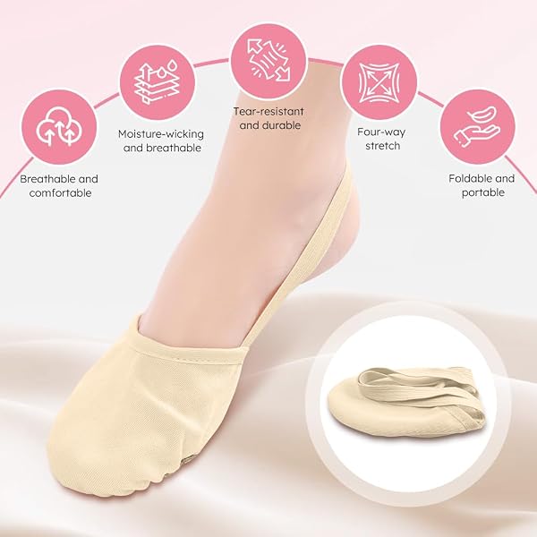 DiULi Mezze Scarpette da Danza Balletto Scarpe Ginnastica Artistiche Ritmiche per Donna e Ragazza(S-L) - 3
