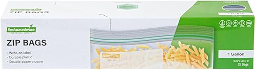 Miniatura 2 de Restaurantware Bag Tek - Bolsas de almacenamiento con cremallera de 1 galón, 25 bolsas desechables con cremallera, bolsas de plástico transparente a