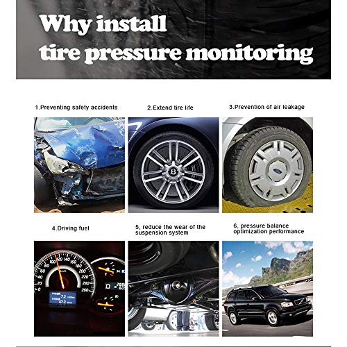 Romacci Sistema de Monitoramento da Pressão dos pneus Sem Fio TPMS Isqueiro Plug com 4 pcs Sensores