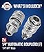 McKillans® 1/4” Nozzle Automatic Quick Connect Fittings - Stainless Steel 1/4” NPT Male Quick Connect Couplers - Coupler for Pressure Washer Gun - Pack of 2