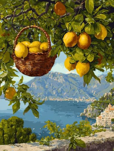 Pintura por numeros adultos de cesta de frutas kit de lienzo grande 90x120cm sin marco
