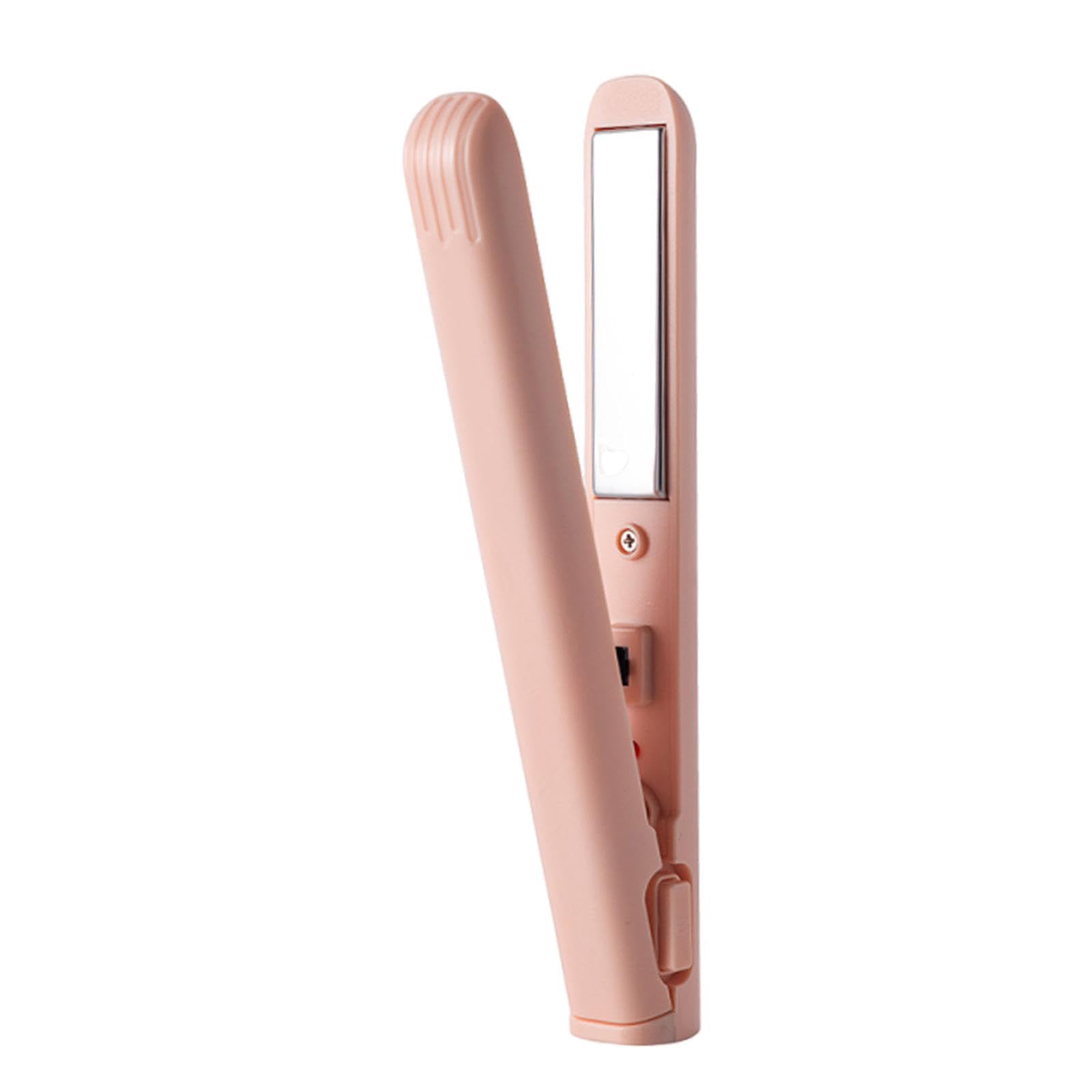 Hair Straightener 2 in 1 Design Mirror Heating Plate USB Charging for Travel Pink Health & Beauty/Hair Care & Styling/Straightening & Curling Irons-image-49