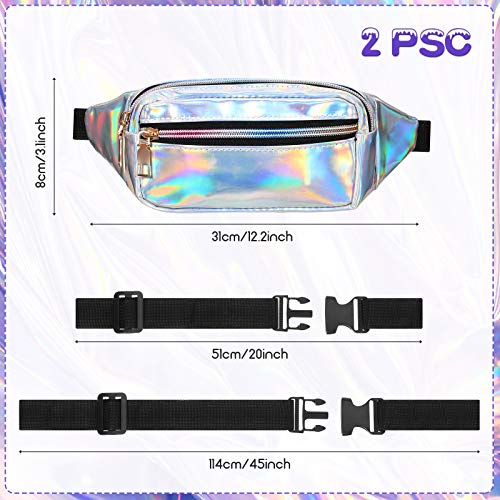 image for Weewooday 6 Pieces Fanny Pack Shiny Holographic Waist Bags Waterproof 